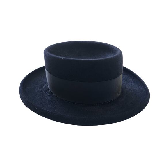 Vintage Black Barlesoni Fedora Unisex Hat Black Band Made of Imported Furs 7 main image 6